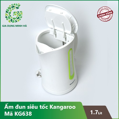 Ấm Đun Siêu Tốc Kangaroo KG638 (1.7L) - 2 màu Trắng pha cam - Xanh Hàng chính hãng