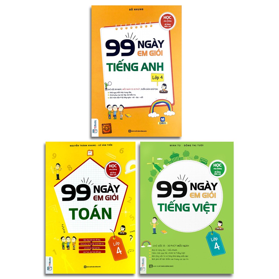 Sách - 99 Ngày Em Giỏi Toán, Tiếng Việt, Tiếng Anh - Lớp 4( bộ 3 quyển, lẻ tùy chọn)