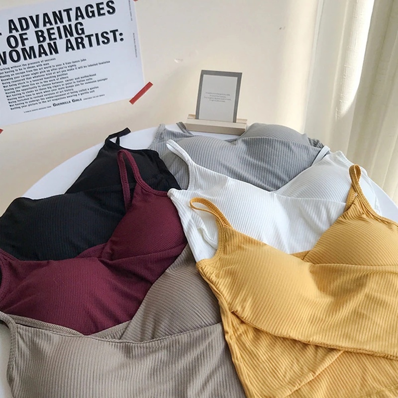 Áo tank top vải cotton mềm dáng dài có dây đeo dễ điều chỉnh thời trang quyến rũ cho nữ