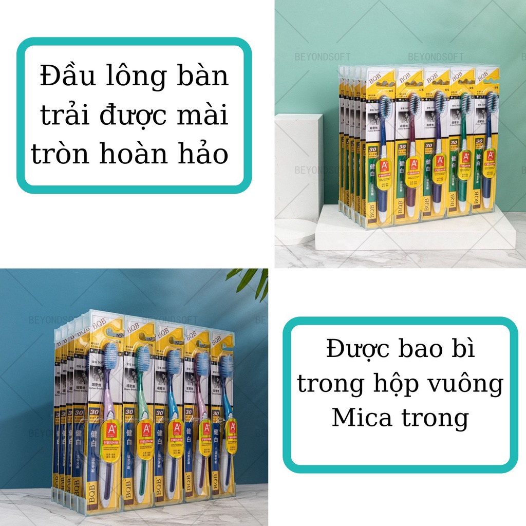 Bàn chải đánh răng BQB than tre hoạt tính sợi lông siêu mịn mềm mại, bảo vệ nướu.
