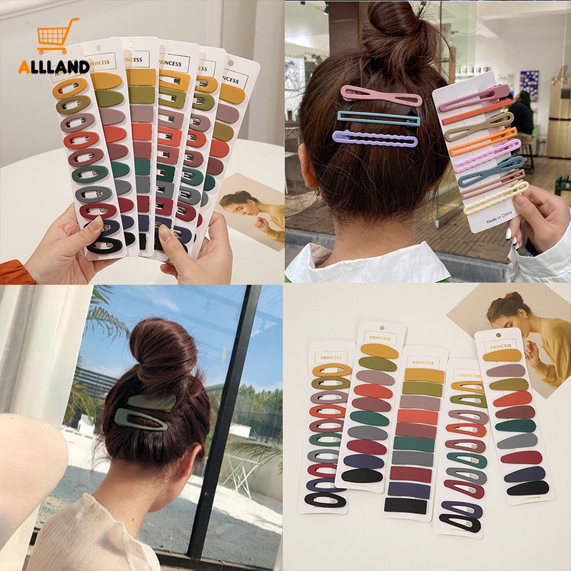 Set 10 Kẹp Tóc Bb Acrylic Đục Lỗ Màu Trơn Đơn Giản Thời Trang Hàn Quốc