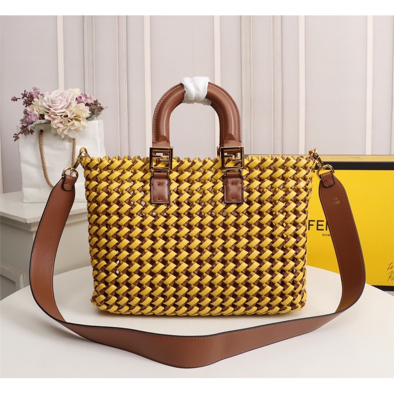 túi ff tote fendi Fd xinh xắn dáng đan gồm cả túi mini nhỏ đi kèm