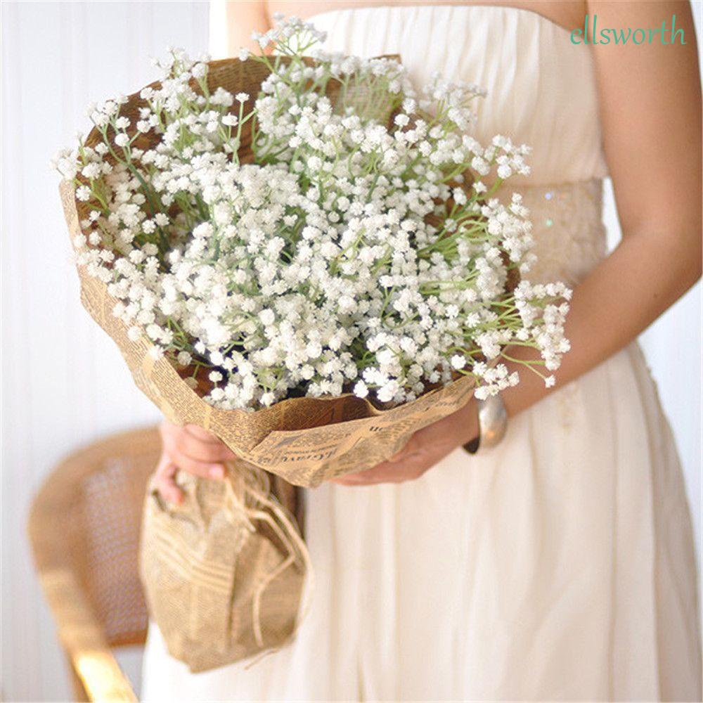 ELLSWORTH Bó hoa Gypsophila nhân tạo bằng nhựa màu trắng trang trí nhà cửa/tiệc cưới/khách sạn/đám cưới