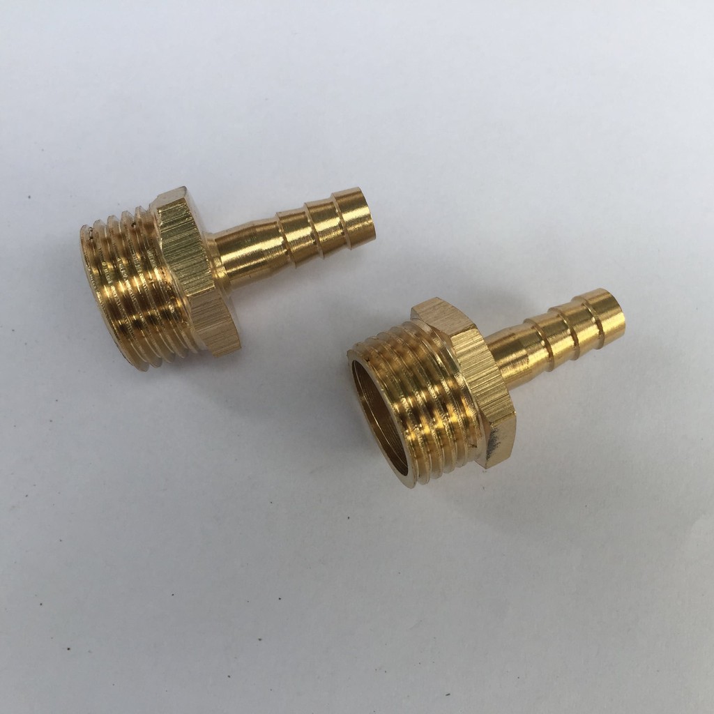 2 chiếc kép đồng đuôi chuột, nối đồng một đầu ren ngoài 21mm một đầu nối ống mềm 9mm