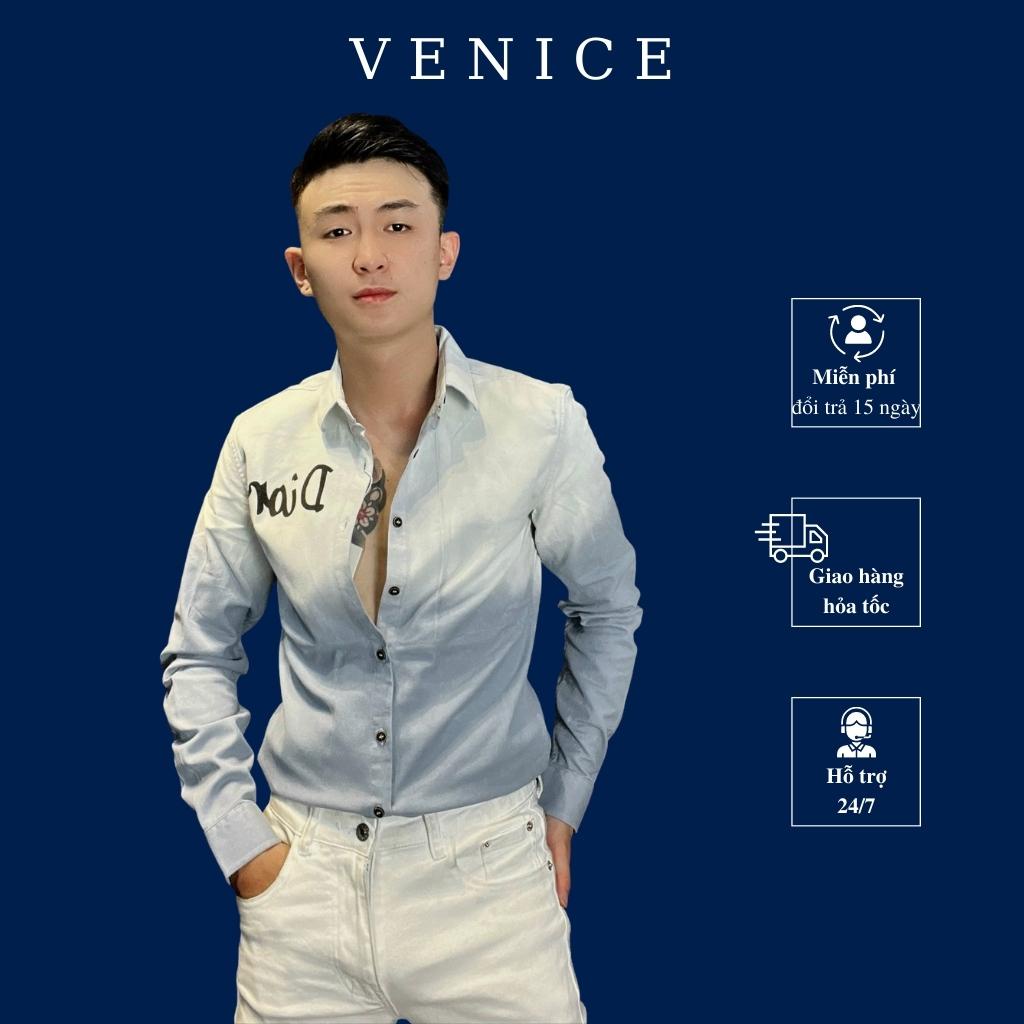 Áo sơ mi nam dài tay cao cấp VENICE dáng slimfit, cổ bẻ, chất Kaki Hàn mềm mát, dáng ôm, co giãn thoải mái.