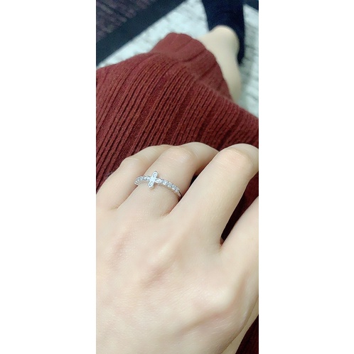 Nhẫn 4 lá nhỏ xinh nạm đá cz bạc thật NGỌC MẬU