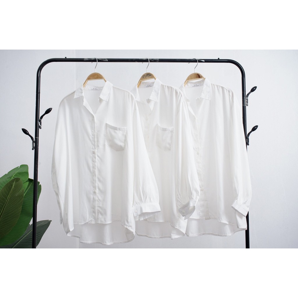 Áo sơ mi trắng nữ dài tay dáng rộng kiểu sáng basic | BigBuy360 - bigbuy360.vn
