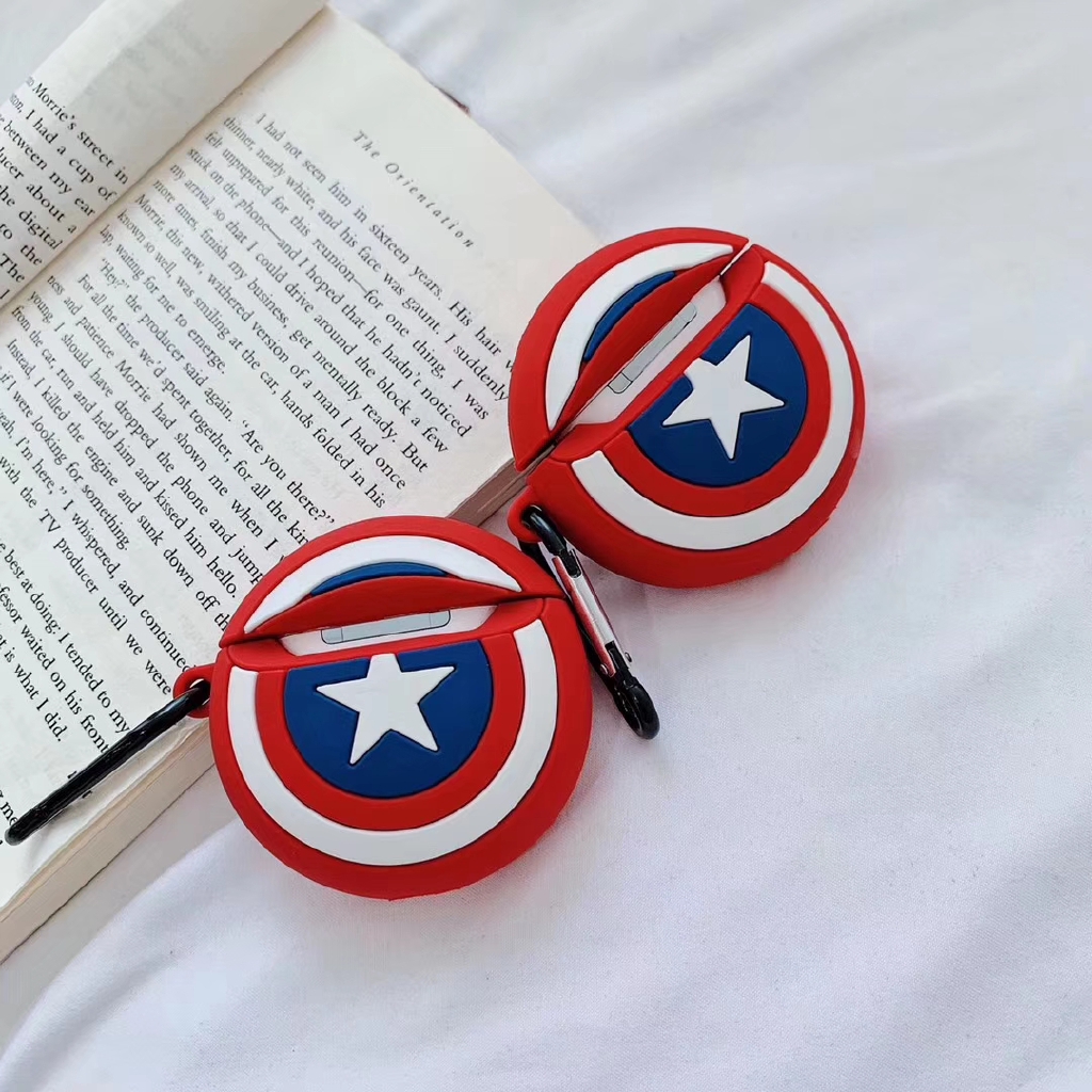 Captain America Shield cover for Apple Airpods soft case Bluetooth headset case