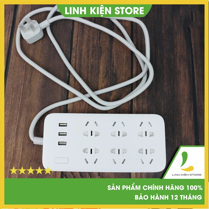 Ổ cắm Xiaomi Mi Power Strip 6 cổng 3 USB - Hàng Chính Hãng