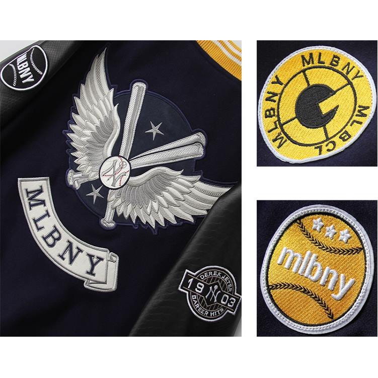 ÁO KHOÁC MLBNY BOMBER TAY DA HINH LOGO - ÁO VARSITY NAM NỮ UNISEX - HÀNG CÓ SẴN