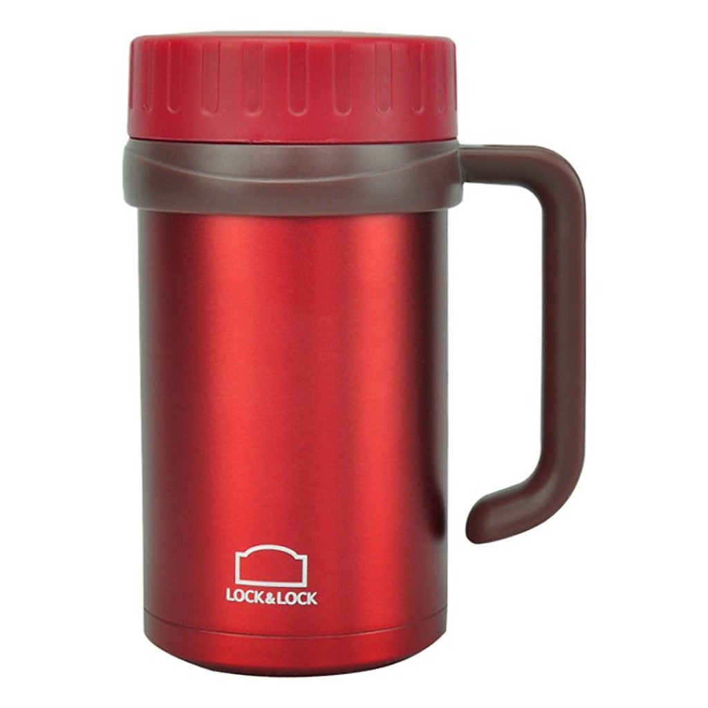 Ca Giữ Nhiệt Basic Table Mug Lock&amp;Lock LHC9002 500ml - Đen/Đỏ - Hàng Chính Hãng