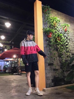 Áo khoác bomber dù phối 3 sọc