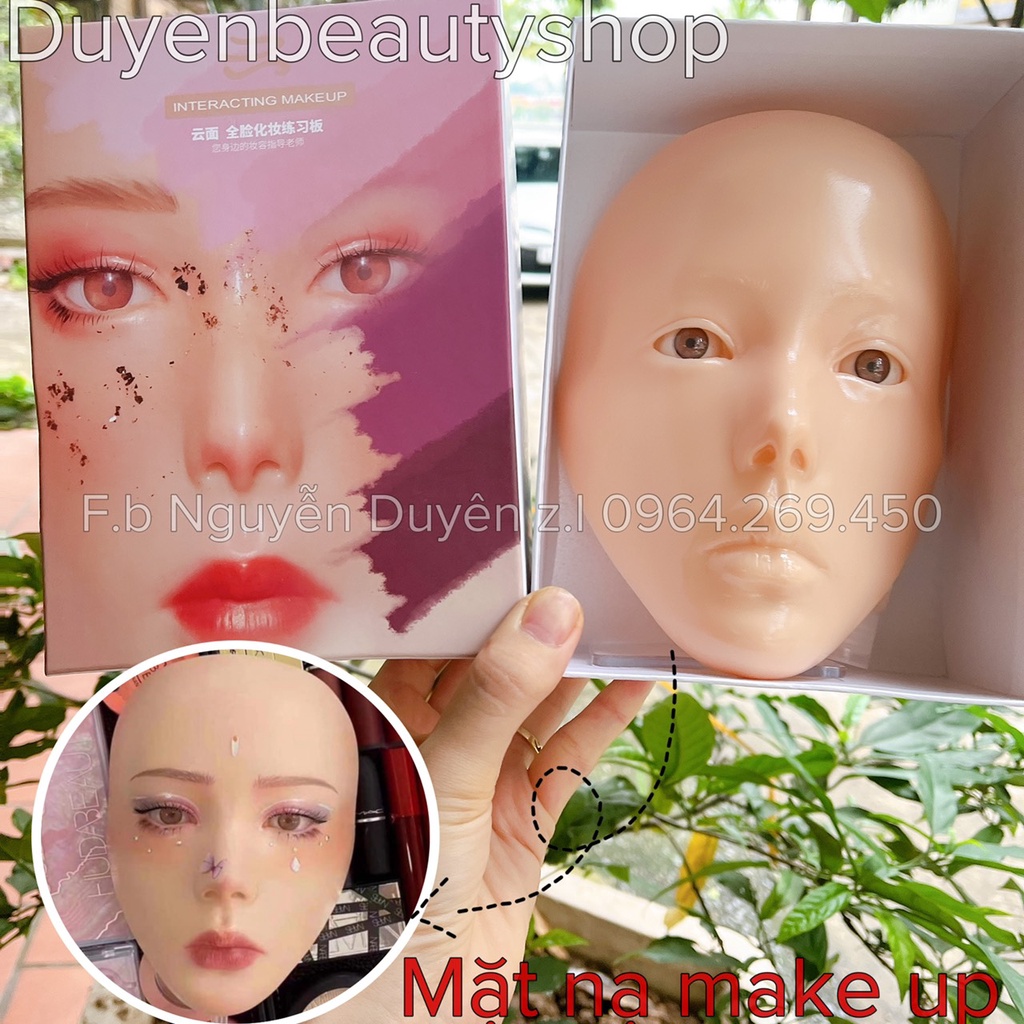 Mặt nạ makeup Fullface 5D chuyên dùng học makeup trang điểm Kèm chân đứng Meka trong suốt Duyenbeautyshop