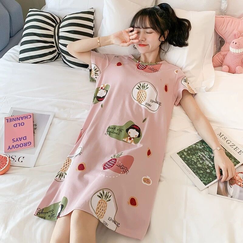váy ngủ họa tiết cute chất thun mền | BigBuy360 - bigbuy360.vn