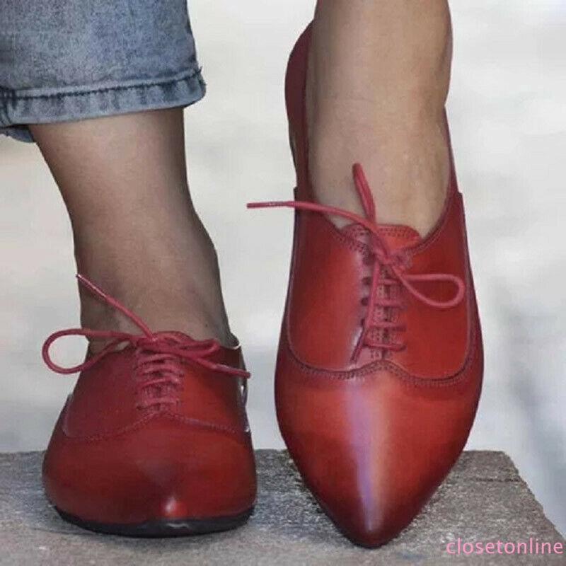 Giày nữ mũi nhọn thắt dây phong cách vintage xinh xắn