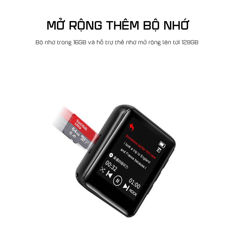 (QUÀ TẶNG 99K) Máy Nghe Nhạc MP3 Bluetooth Ruizu M4 Bộ Nhớ Trong 16GB - Hàng Chính Hãng