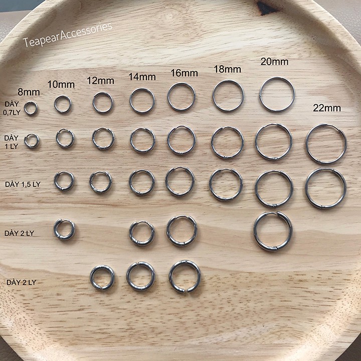 Khuyên Tai Teapear Tròn Basic Inox ko gỉ Dày 1mm