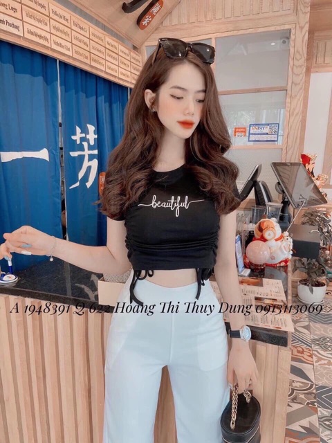 💕 Croptop Rút Dây 2 Bên