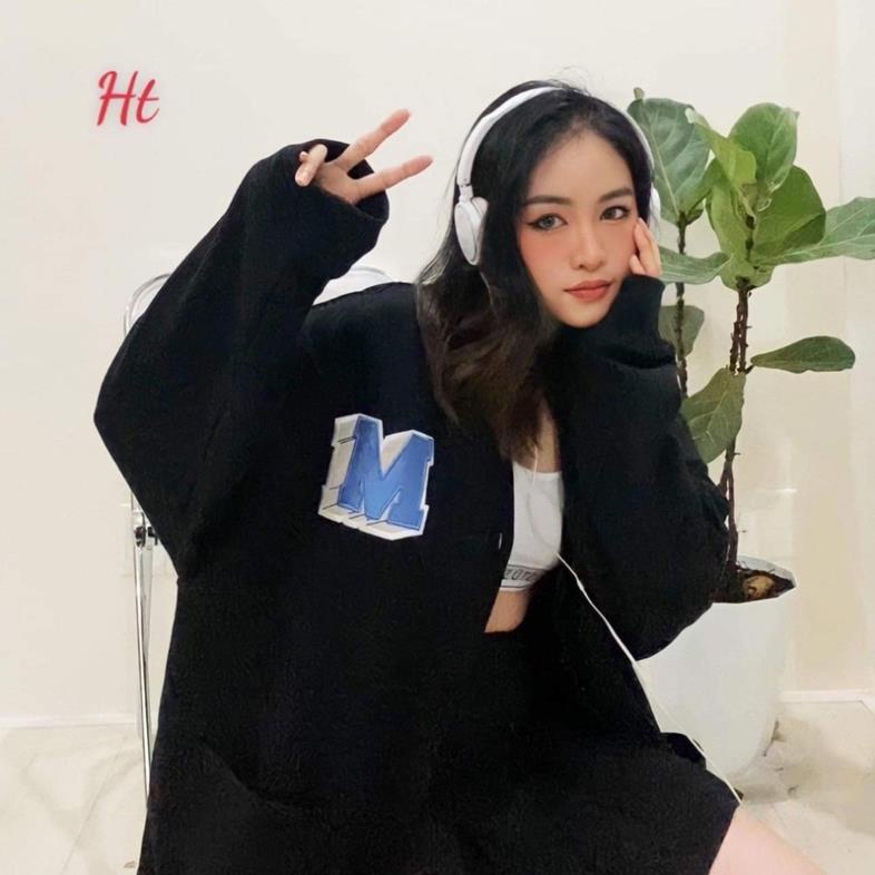 Áo khoác nỉ cadigan lô gô chữ M ht