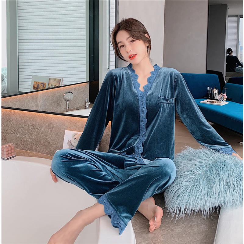 Bộ Đồ Mặc Nhà Bộ Ngủ Pijama Nhung Cao Cấp Siêu Sang Trọng