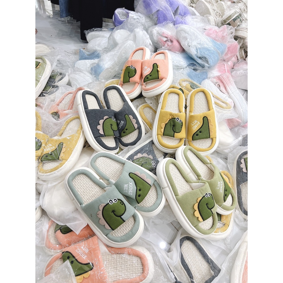 Dép Lông Mềm Khủng Long Đi Trong Nhà Cute Giữ Ấm Dép Bông Hình Thú Nam Nữ Trong Nhà