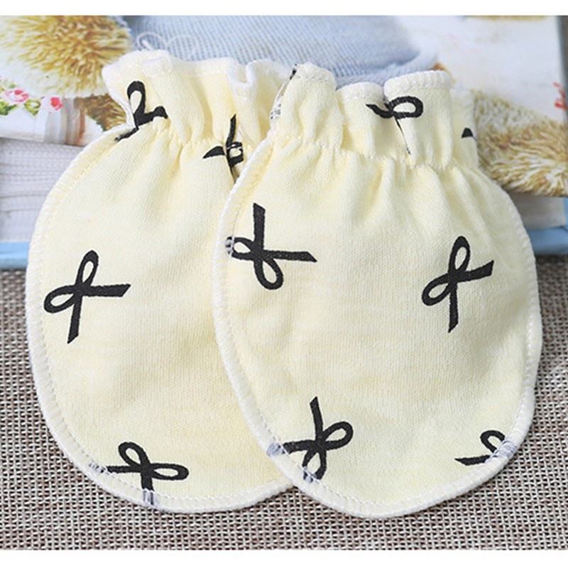 Găng Tay Cotton Mềm Mại Thoải Mái Chống Trầy Xước Bảo Vệ Mặt Cho Bé Sơ Sinh