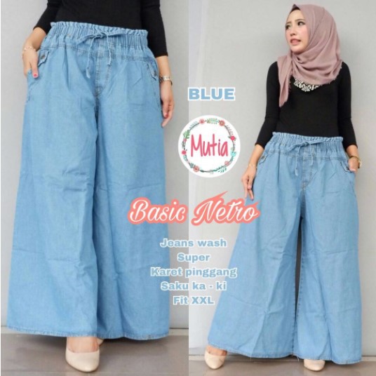Quần jeans Culottes netro jumbo dù đơn giản