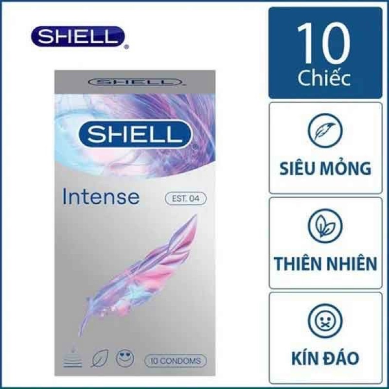 Bao Cao Su Shell Intense - Siêu Mỏng, Mềm Mại HỘP LỚN 10 CÁI/HỘP HÀNG CÓ SẴN, ẢNH TỰ CHỤP