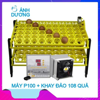 Máy ấp trứng mini Ánh Dương P100 kèm khay đảo tự động 108 trứng - kèm quà tặng, máy tự lắp thùng xốp