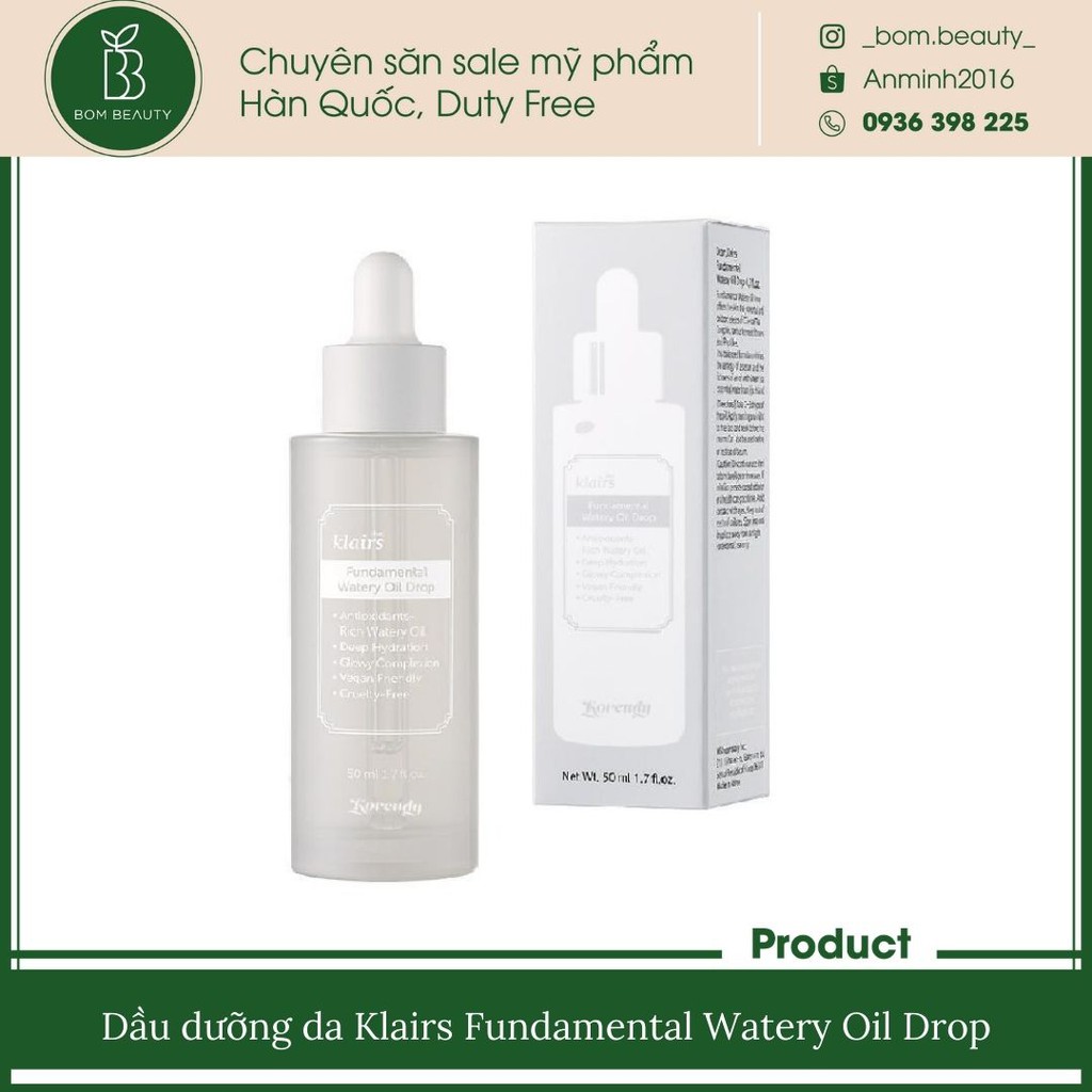 Dầu dưỡng da Klairs Fundamental Watery Oil Drop | BigBuy360 - bigbuy360.vn