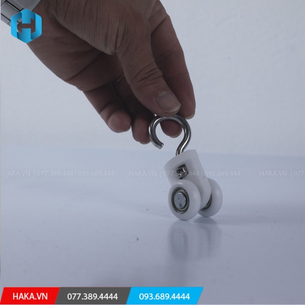 Bánh xe treo rèm, Bánh xe đơn móc treo dùng cho rèm pvc ngăn lạnh xoay lật, thương hiệu Haka