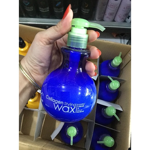 Lavox Collagen Styling Wax 300ml- Wax Dây Tạo Nếp Tăng Sóng Bồng Bềnh (Xanh)