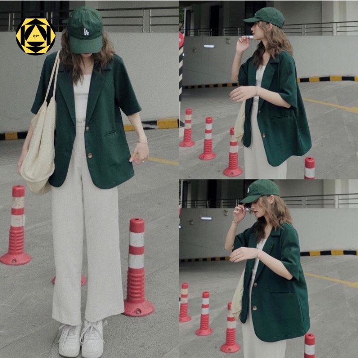Áo Blazer ngắn tay màu xanh hottrend chất vải tuyết mưa, áo blazer ngắn tay mặc đi chơi, áo blazer mặc đi làm siêu xinh