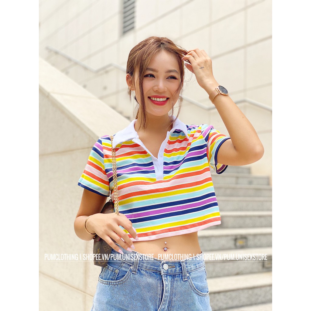 Áo croptop cổ bẻ