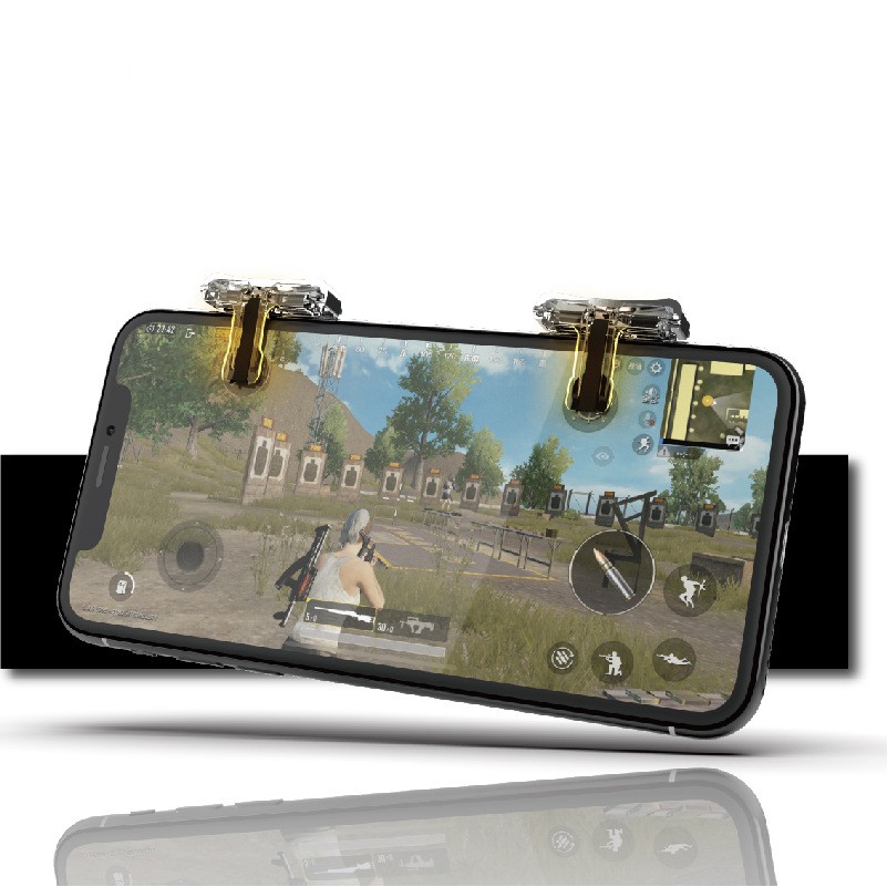 Bộ 2 nút bấm chơi game Pubg, Ros dòng Y10 bạc cảm ứng trên điện thoại ipad cực mượt Phặn Phặn