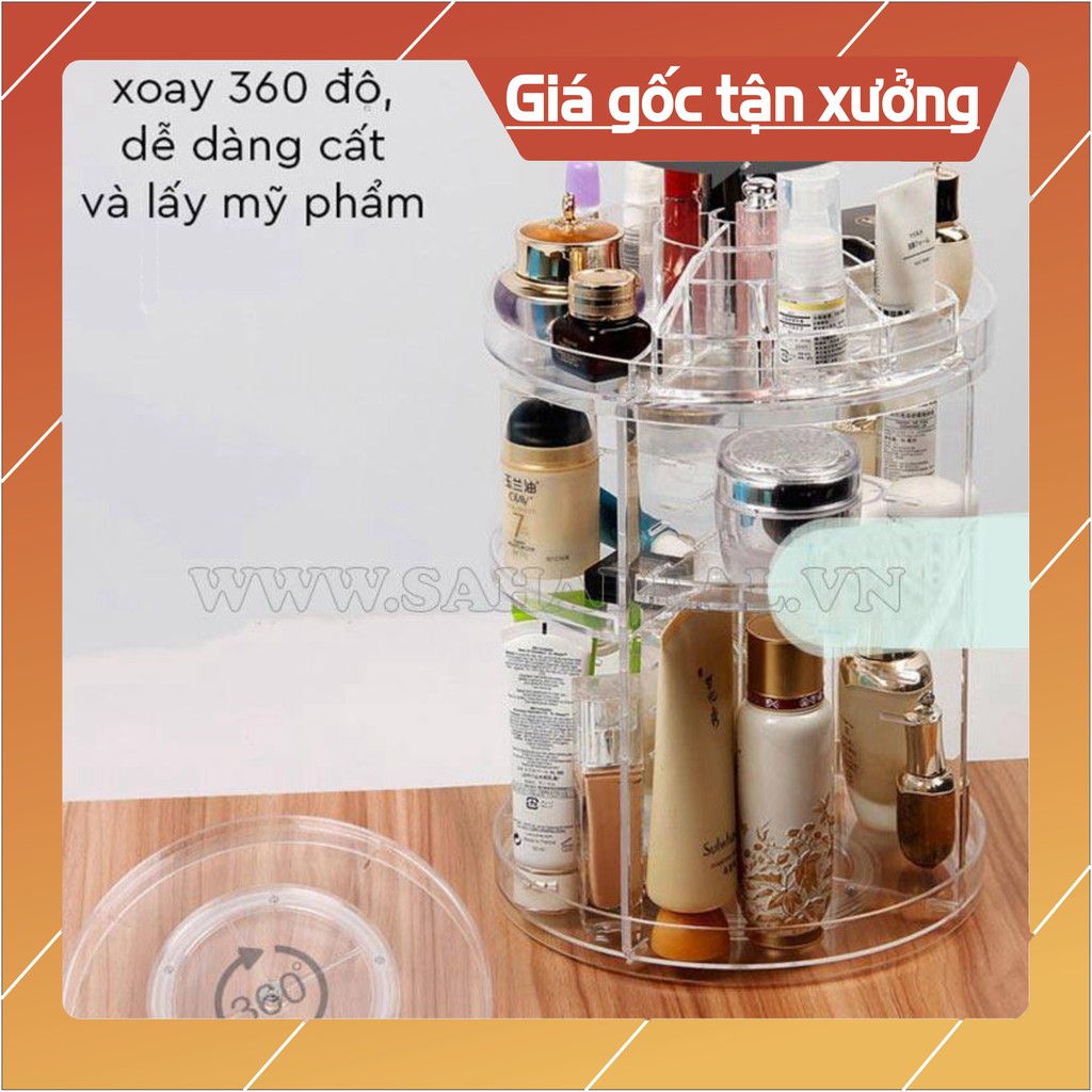 Sẵn hàng Kệ đựng mỹ phẩm 3 tầng xoay 360 độ ( Kệ để đồ mỹ phẩm )