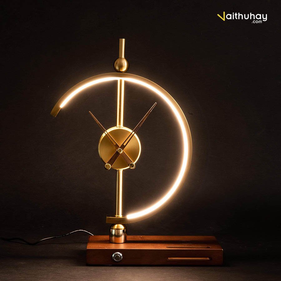 Đèn Trang Trí Đồng Hồ Vaithuhay Clock Lamp Tích Hợp Sạc Không Dây