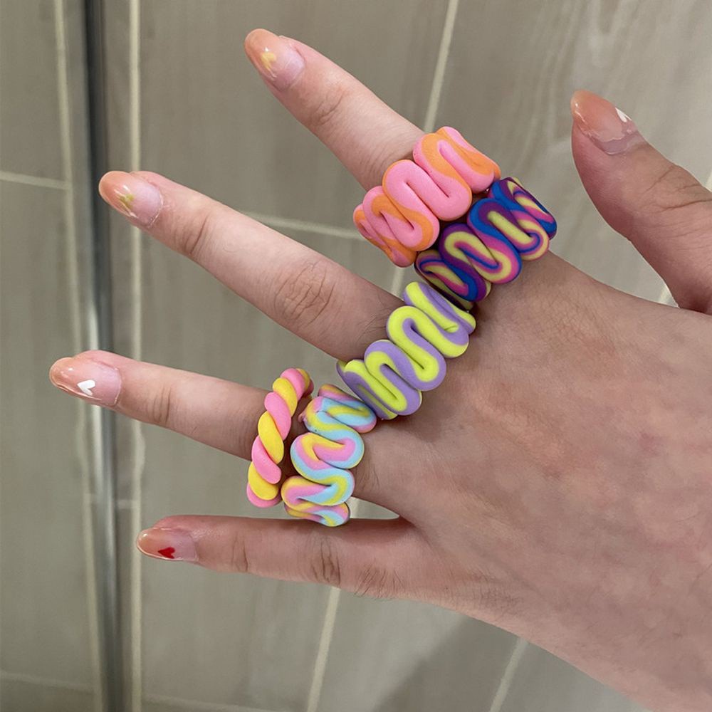 Nhẫn Đeo Ngón Tay Họa Tiết Kẻ Sọc Nhiều Màu Phong Cách Bohemia Thời Trang Cho Nữ