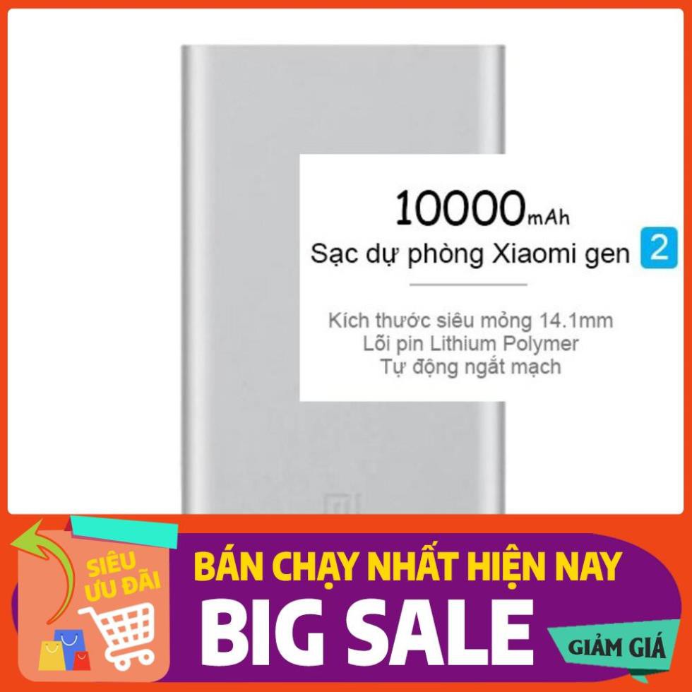 Sạc Dự Phòng Xiaomi Gen 2, 2 Cổng USb Chuẩn 10000mAh, Bảo Hành 12 Tháng Lỗi 1 Đổi 1 Do Nhà Sản Xuất