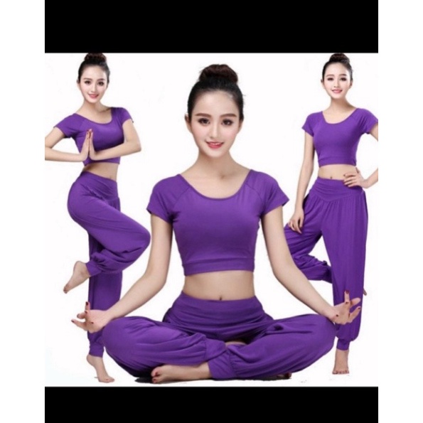 Đồ tập yoga nữ, set đồ tập Alibaba chất vải co giãn thấm hút tặng kèm mút ZeroshopQN14