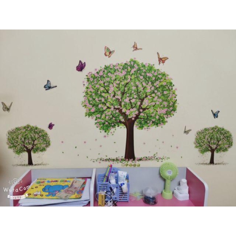 DECAL DÁN TƯỜNG 3 CÂY HOA XANH
