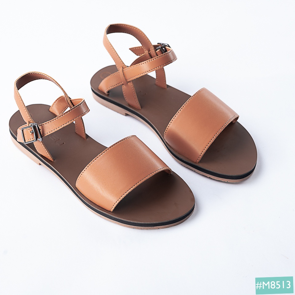 Giày Sandal Nữ Đế Bằng Quai Ngang Bản Lớn MINSU M8513 Basic Phong Cách Hàn Quốc Phù Hợp Đi Học Đi chơi