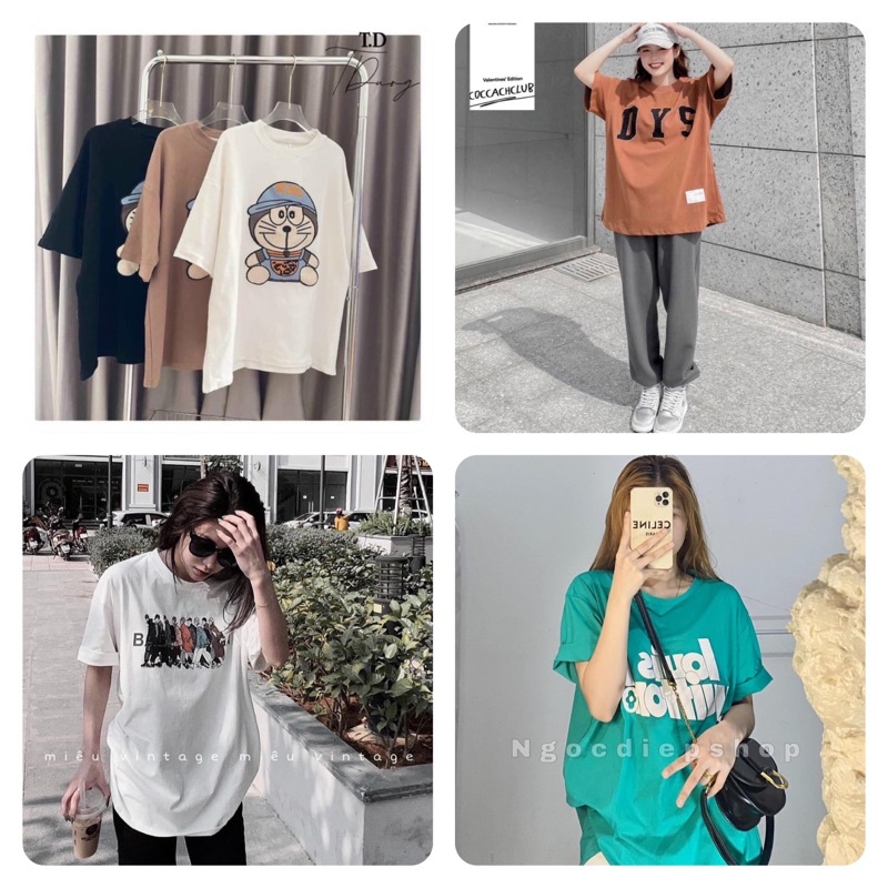 [RẺ VÔ ĐỊCH] Áo Thun Tay Lỡ  Nam Nữ, Áo Phông Tay Lỡ Unisex in Doremon đáng yêu