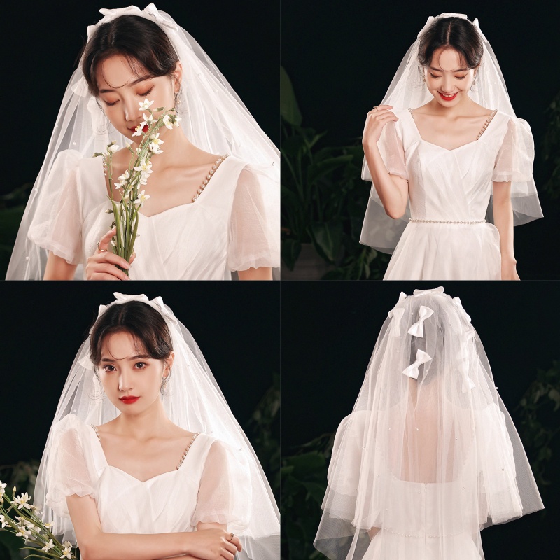 Mạng Che Mặt 2 Tầng Bằng Vải Tulle Dễ Thương Dùng Trang Trí Đám Cưới