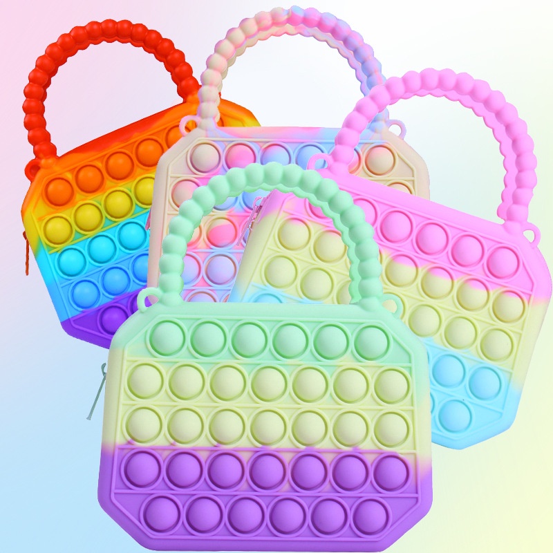 Túi đeo chéo vai đựng tiền xu đồ chơi nhấn bong bóng giảm căng thẳng cho trẻ