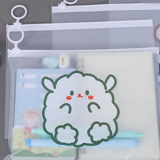 Túi đựng hồ sơ trong suốt đa năng in họa tiết hoạt hình dễ thương đơn giản có khóa kéo cho nữ sinh | BigBuy360 - bigbuy360.vn