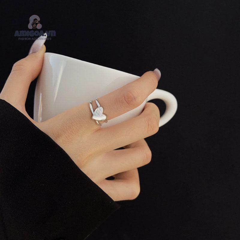 ✨✨Nhẫn Hở Bằng Kim Loại Hình Trái Tim Có Thể Điều Chỉnh Thời Trang Cho Nữ