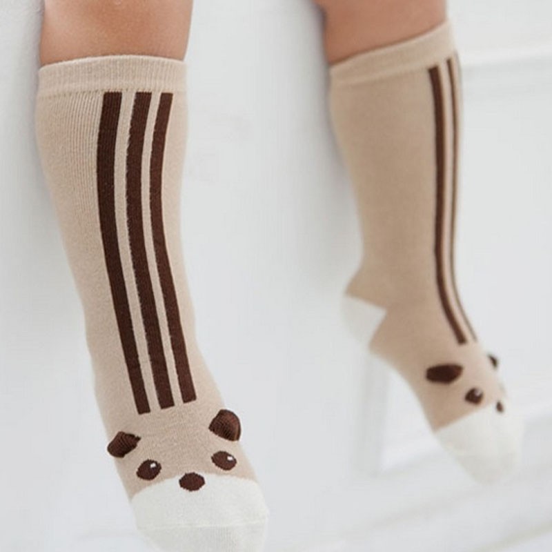 Vớ cổ cao giữ ấm in hình thú đáng yêu bằng cotton cho em bé