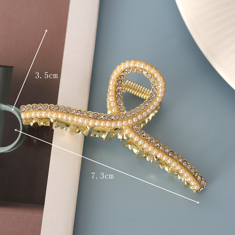 Kẹp tóc kim loại cao cấp đính đá, ngọc trai giả phong cách Hàn Quốc xinh xắn cho nữ K18