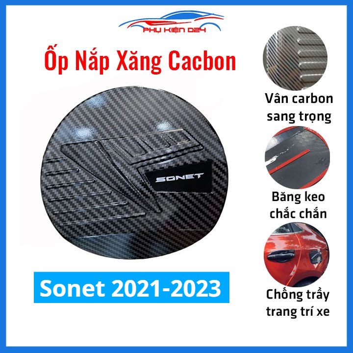 Ốp nắp xăng Sonet 2021-2022-2023 vân cacbon bảo vệ chống trầy trang trí ô tô